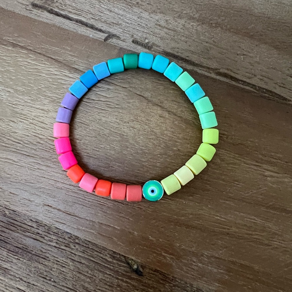 Rainbow Beaded Clay Bracelet